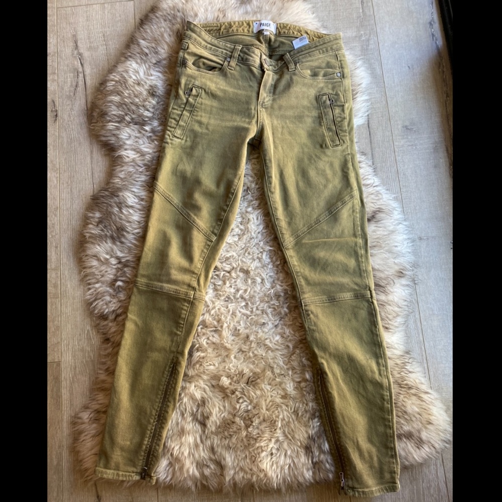 Paige Moto Rustic Olive Green Jean